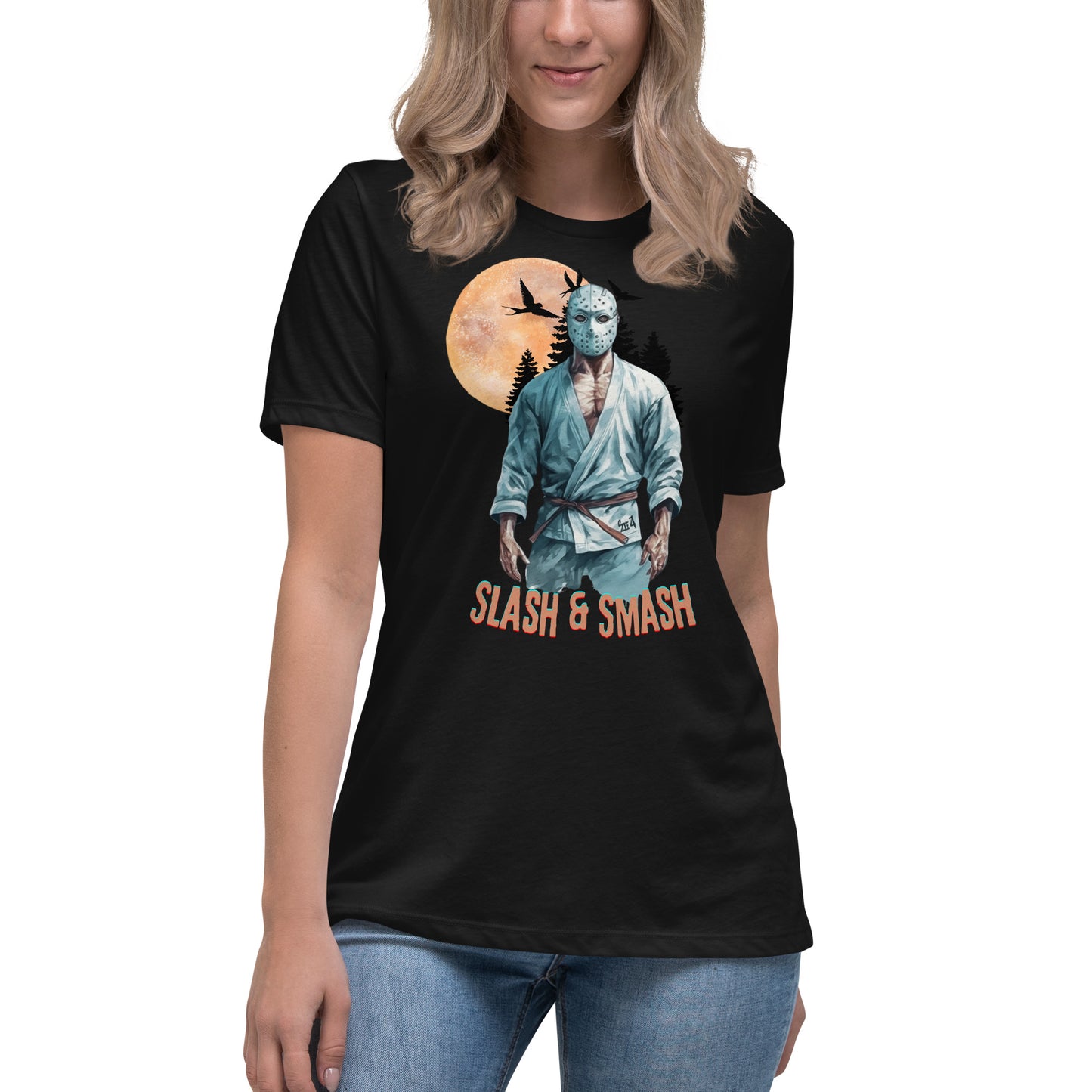 Women's Relaxed T-Shirt- BJJ Tee, Halloween Jason Vorhees Jiujitsu t-shirt