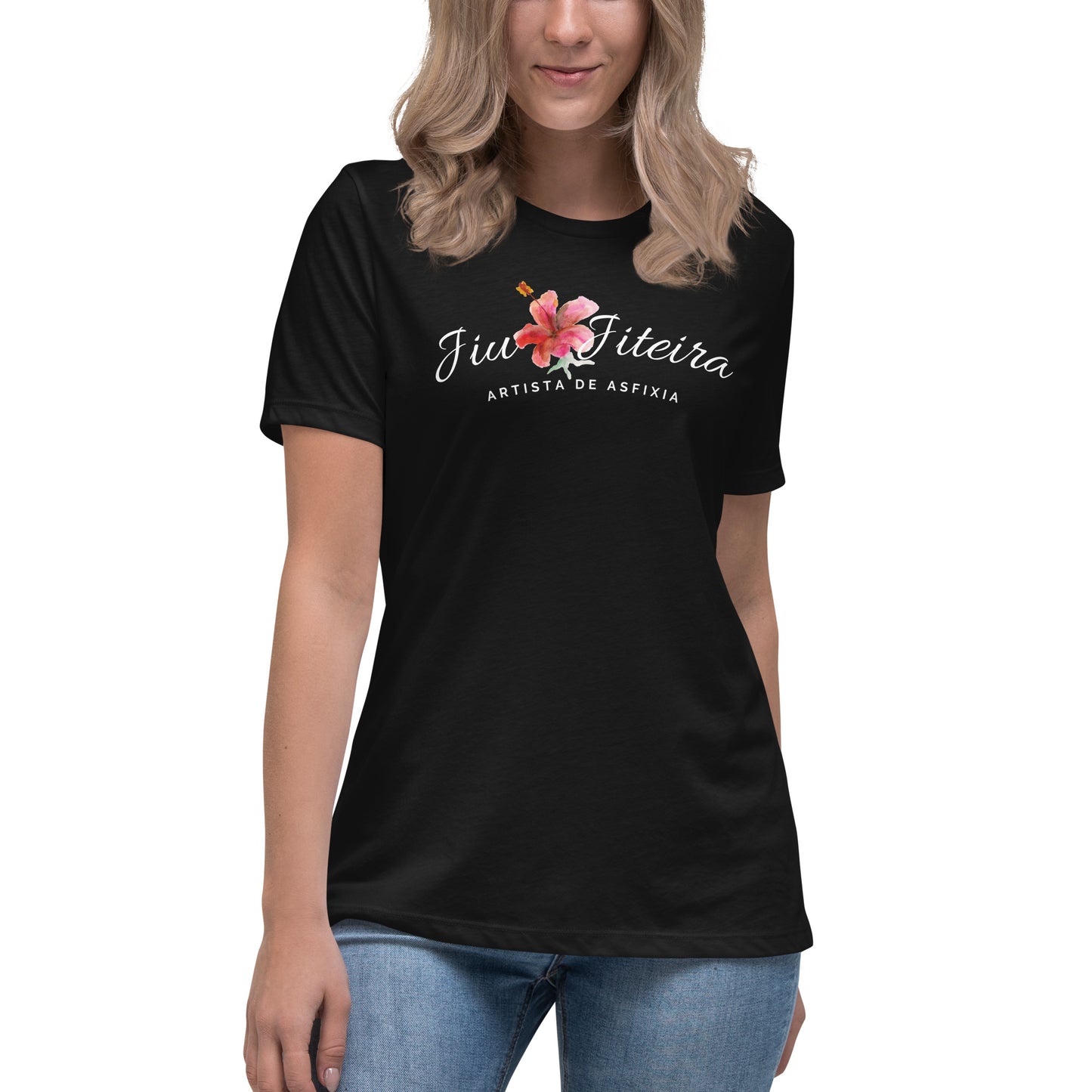 Women's Relaxed T-Shirt- Jiujiteira Floral Logo