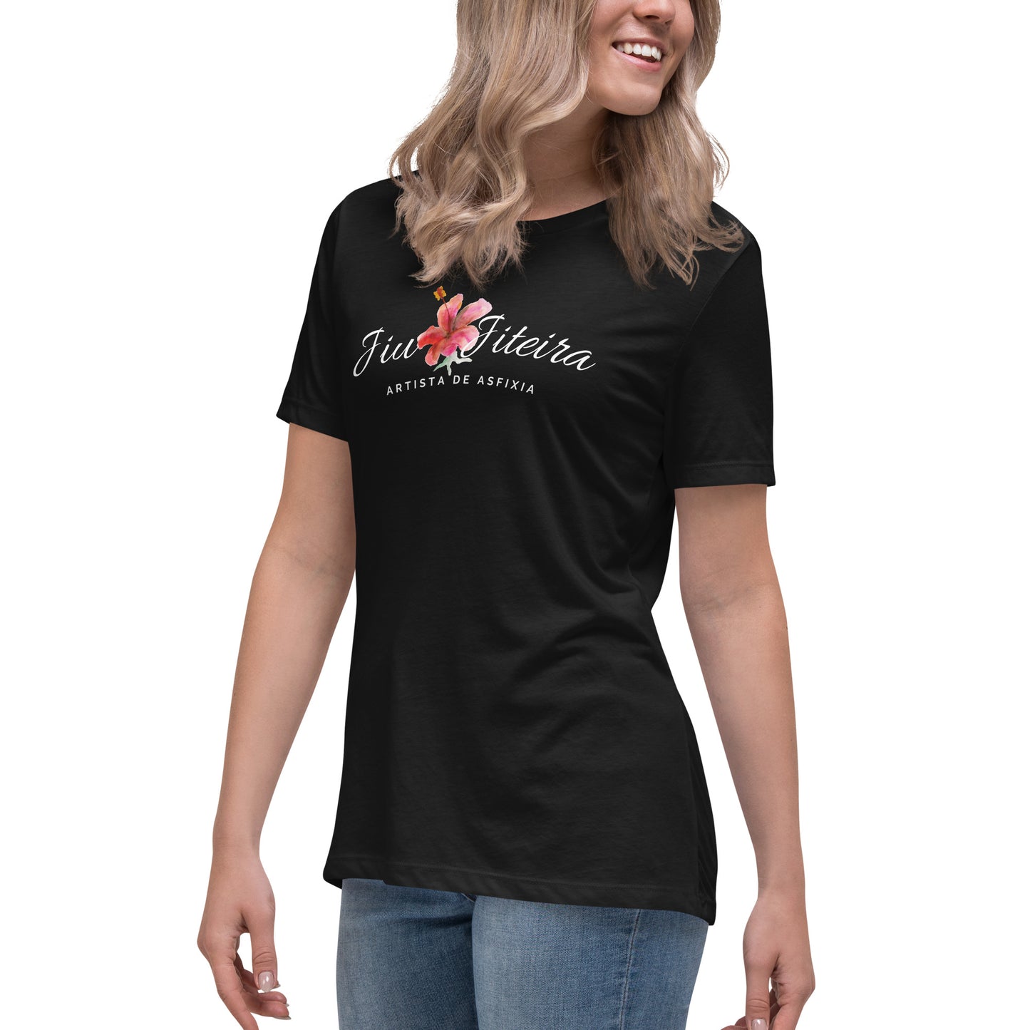 Women's Relaxed T-Shirt- Jiujiteira Floral Logo