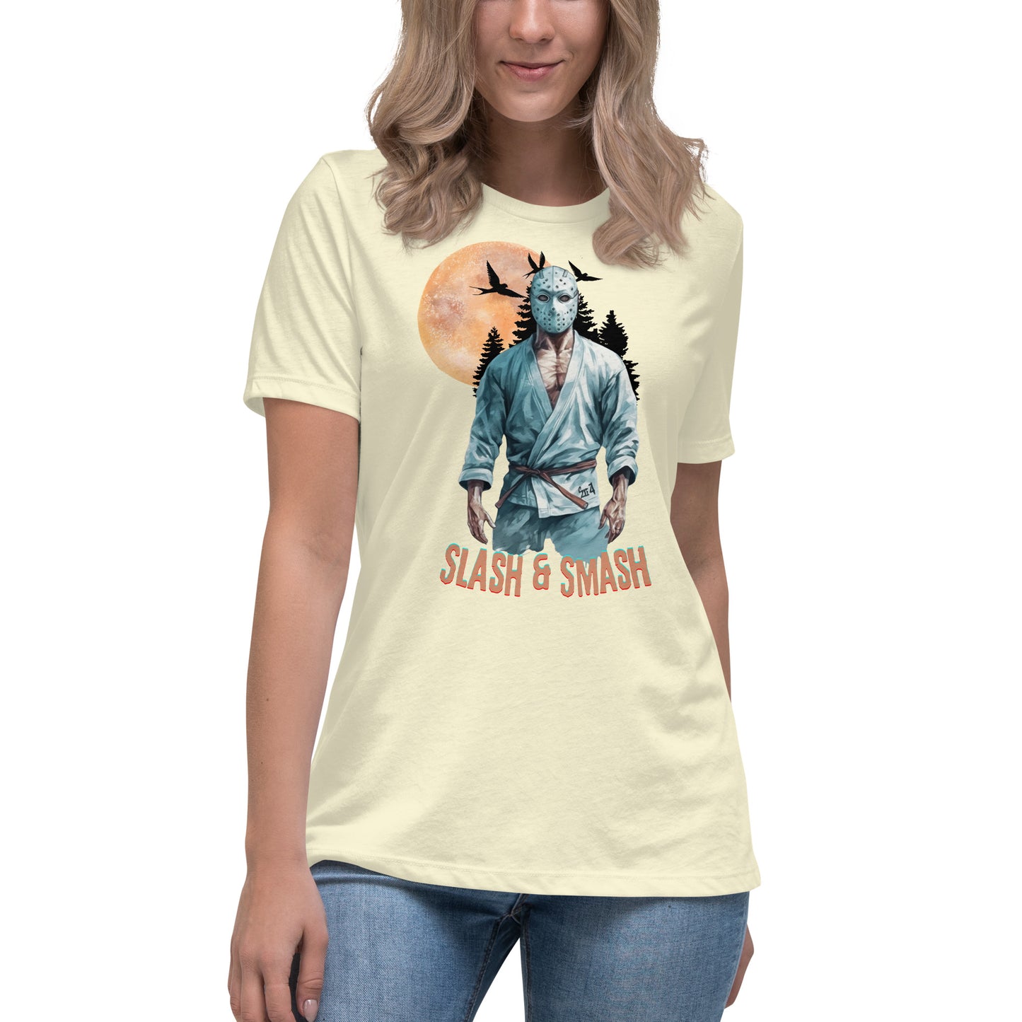 Women's Relaxed T-Shirt- BJJ Tee, Halloween Jason Vorhees Jiujitsu t-shirt