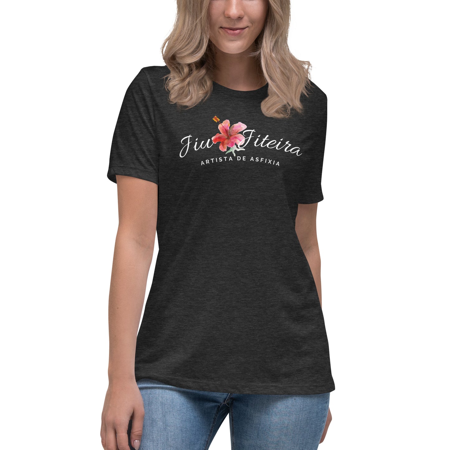 Women's Relaxed T-Shirt- Jiujiteira Floral Logo