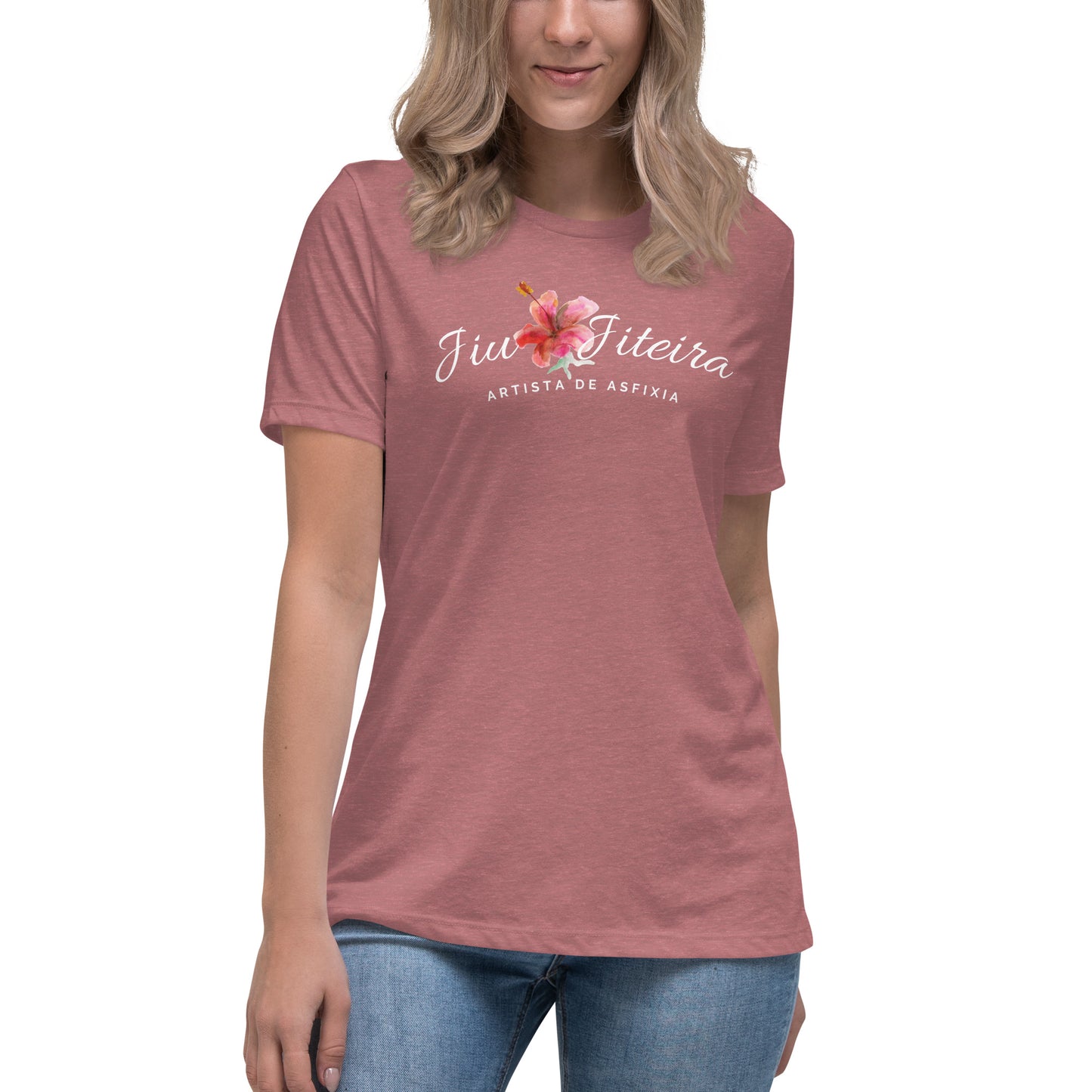 Women's Relaxed T-Shirt- Jiujiteira Floral Logo