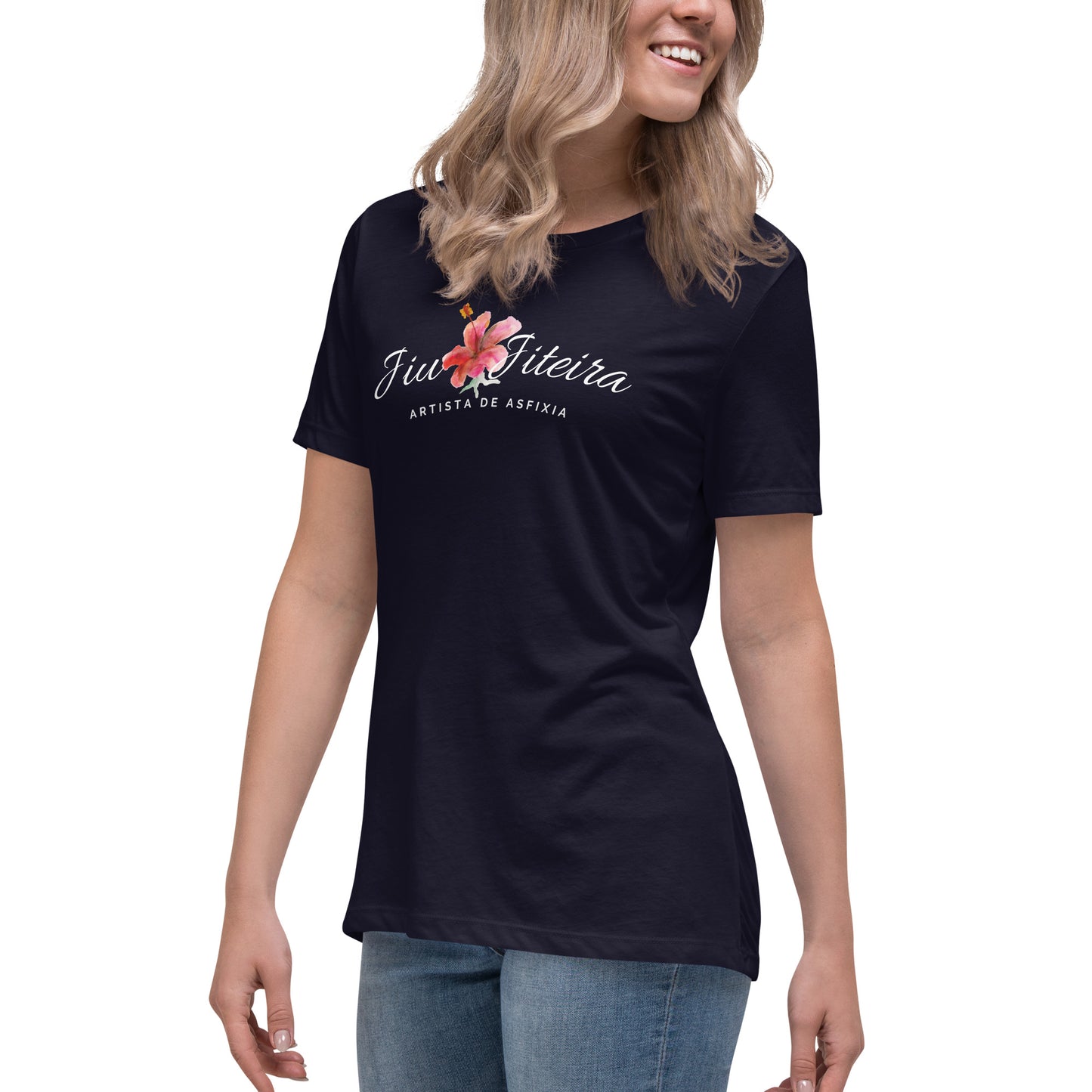 Women's Relaxed T-Shirt- Jiujiteira Floral Logo