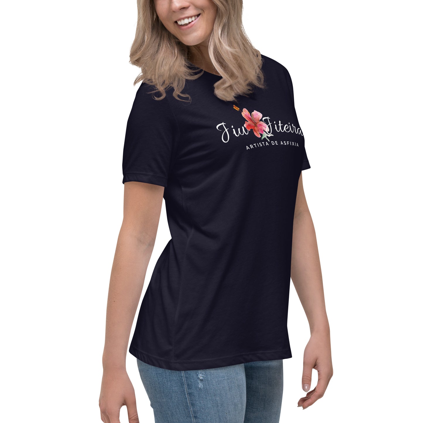 Women's Relaxed T-Shirt- Jiujiteira Floral Logo