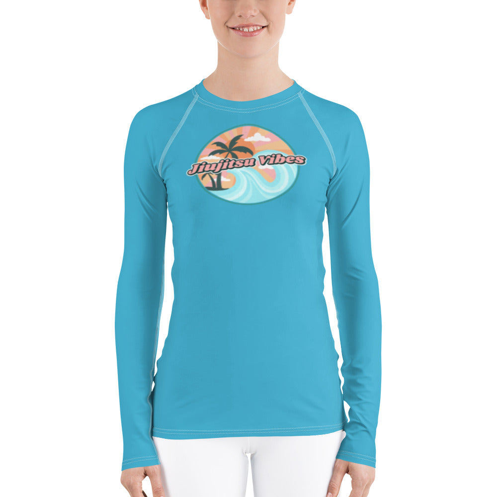 Women's Rash Guard- JiuJitsu Vibes Blue - The Women of Jiujitsu