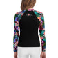 Youth Rash Guard sizes (8-14)- Jiujiteira Tropical Black - The Women of Jiujitsu
