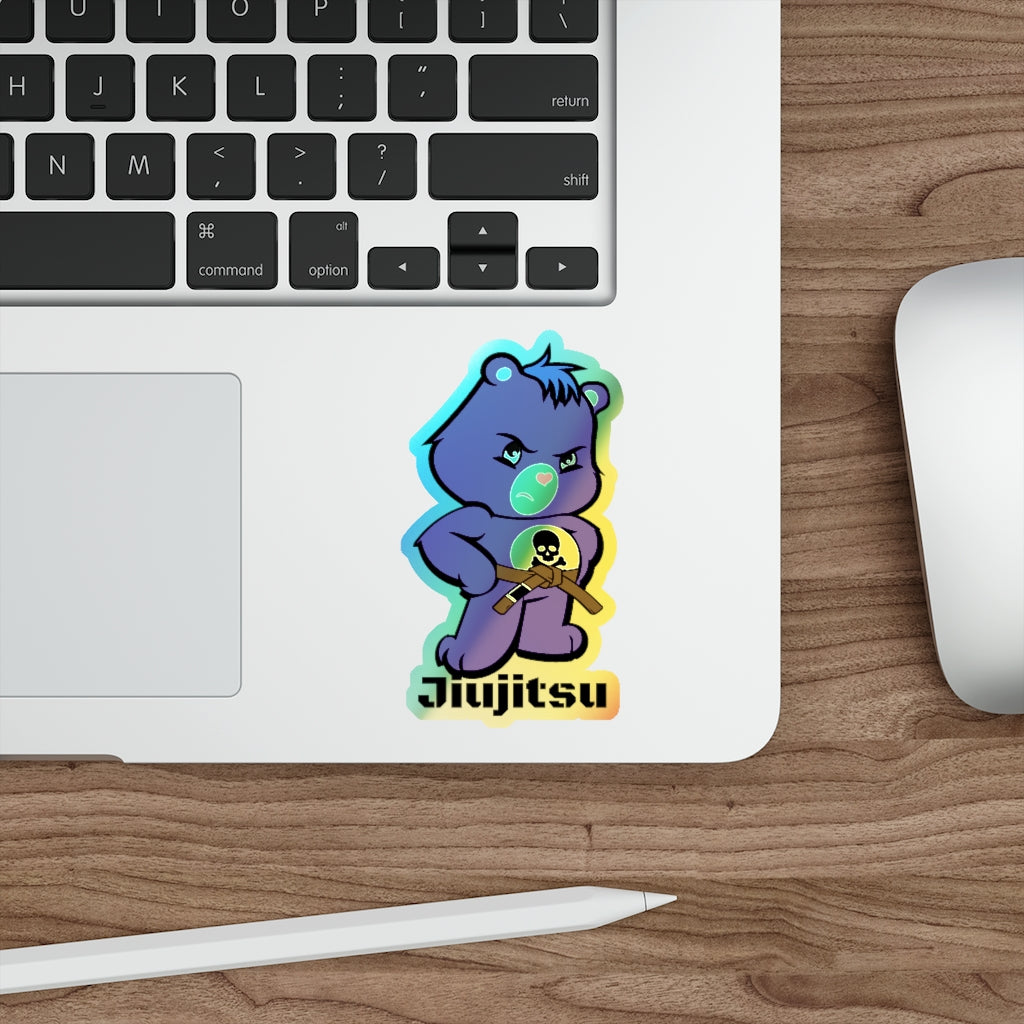 Holographic Die-cut Stickers- Brazilian Jiujitsu Brown Belt Bear sticker - The Women of Jiujitsu