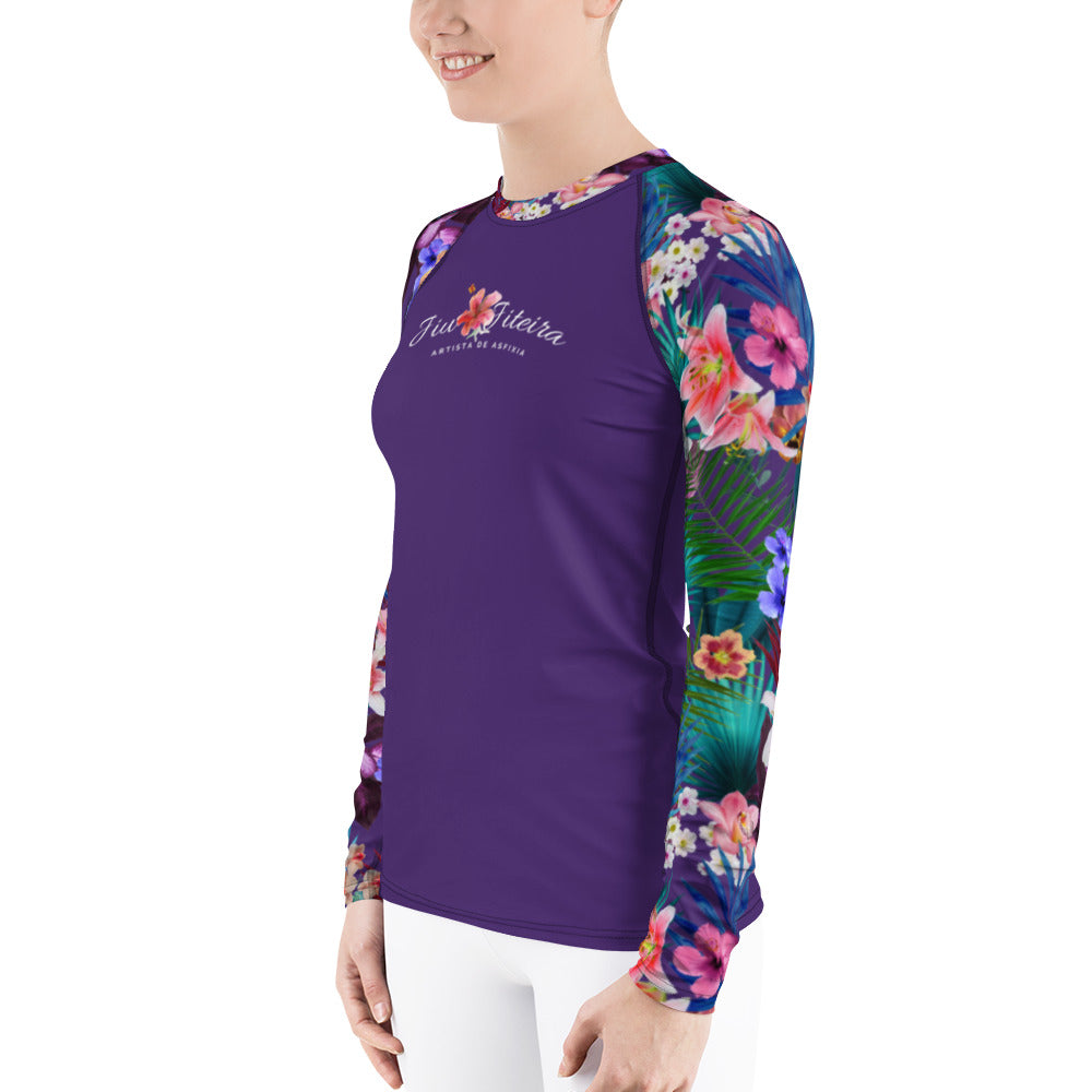 Women's Rash Guard- Rank JiuJitsu Tropical Purple - The Women of Jiujitsu