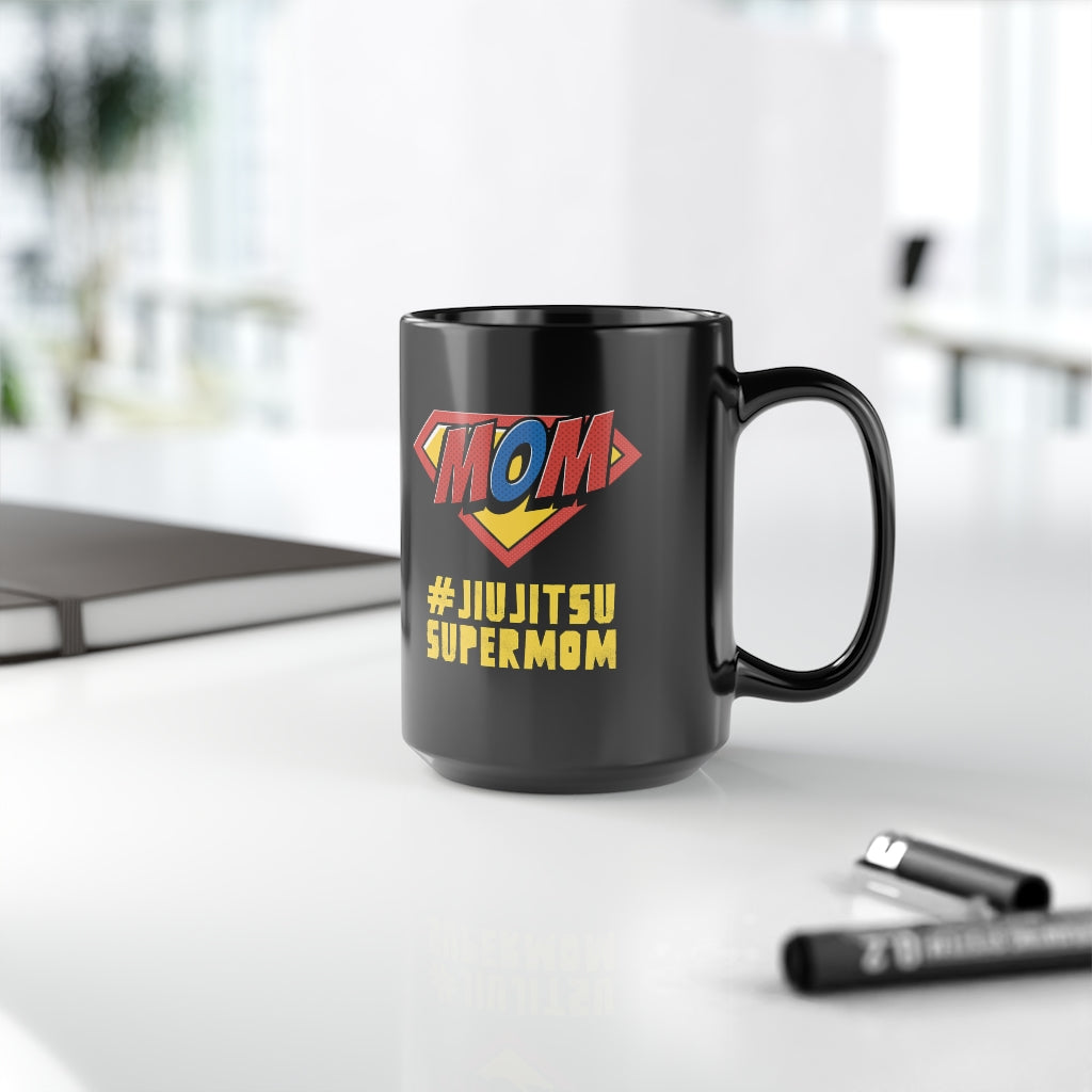 Black Mug, 15oz- Jiujitsu Super Mom Coffee Cup - The Women of Jiujitsu