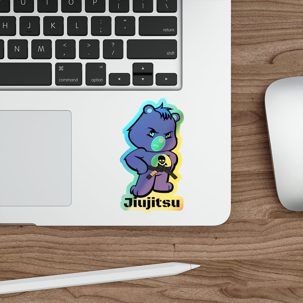 Holographic Die-cut Stickers- Brazilian Jiujitsu Black Belt Bear sticker - The Women of Jiujitsu