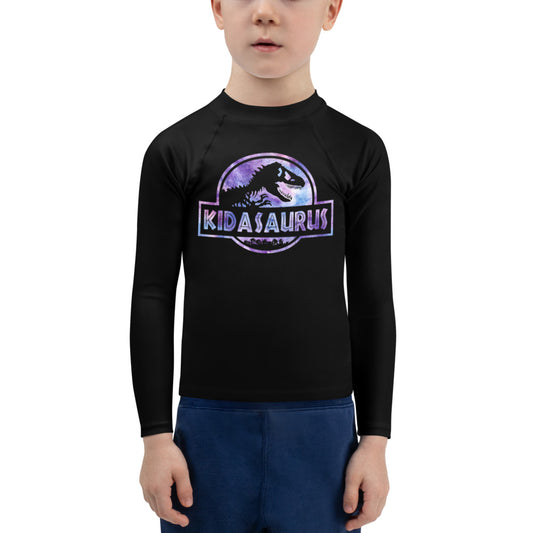 Kids Rash Guard- T-Rex Dinosaur Kidasaurus Rash gaurd Sizes 2T-7 Black - The Women of Jiujitsu