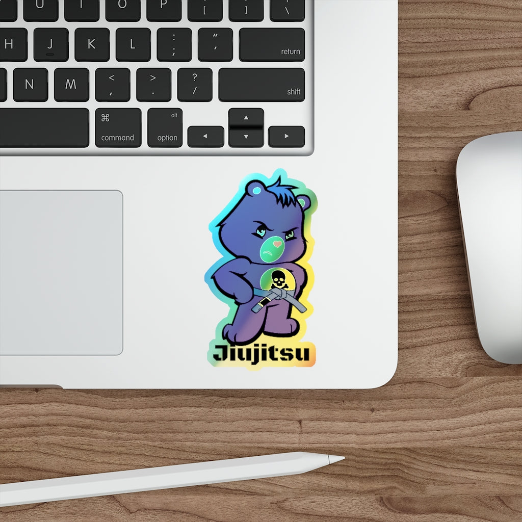 Holographic Die-cut Stickers- Brazilian Jiujitsu Blue Belt Bear sticker - The Women of Jiujitsu