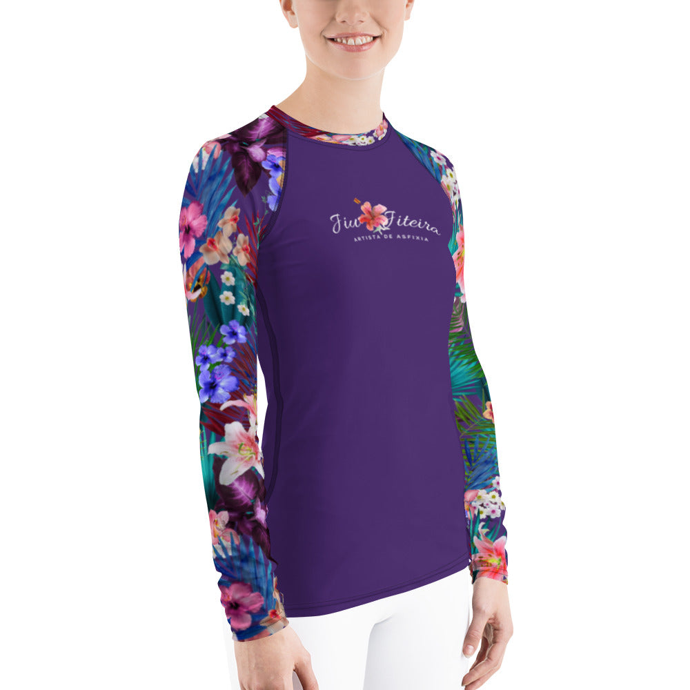 Women's Rash Guard- Rank JiuJitsu Tropical Purple - The Women of Jiujitsu