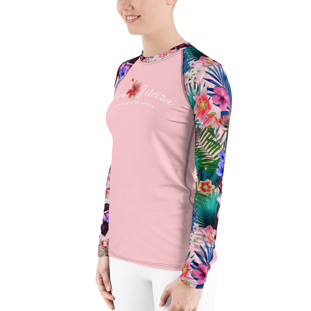 Women's Rash Guard- Jiujiteira Tropical Pink - The Women of Jiujitsu