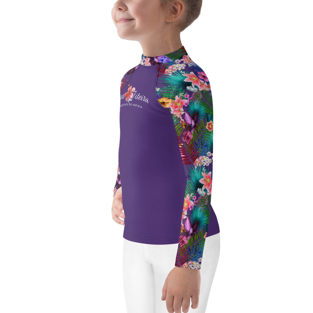 Kids Rash Guards Size 2T-7- Jiujitsu Topical Purple - The Women of Jiujitsu