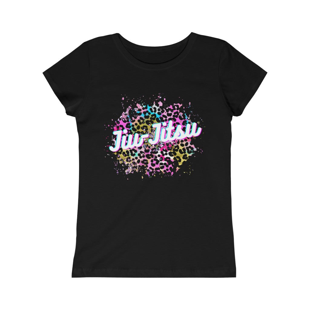 Girls Princess Tee- JiuJitsu Love Neon Leopard - The Women of Jiujitsu