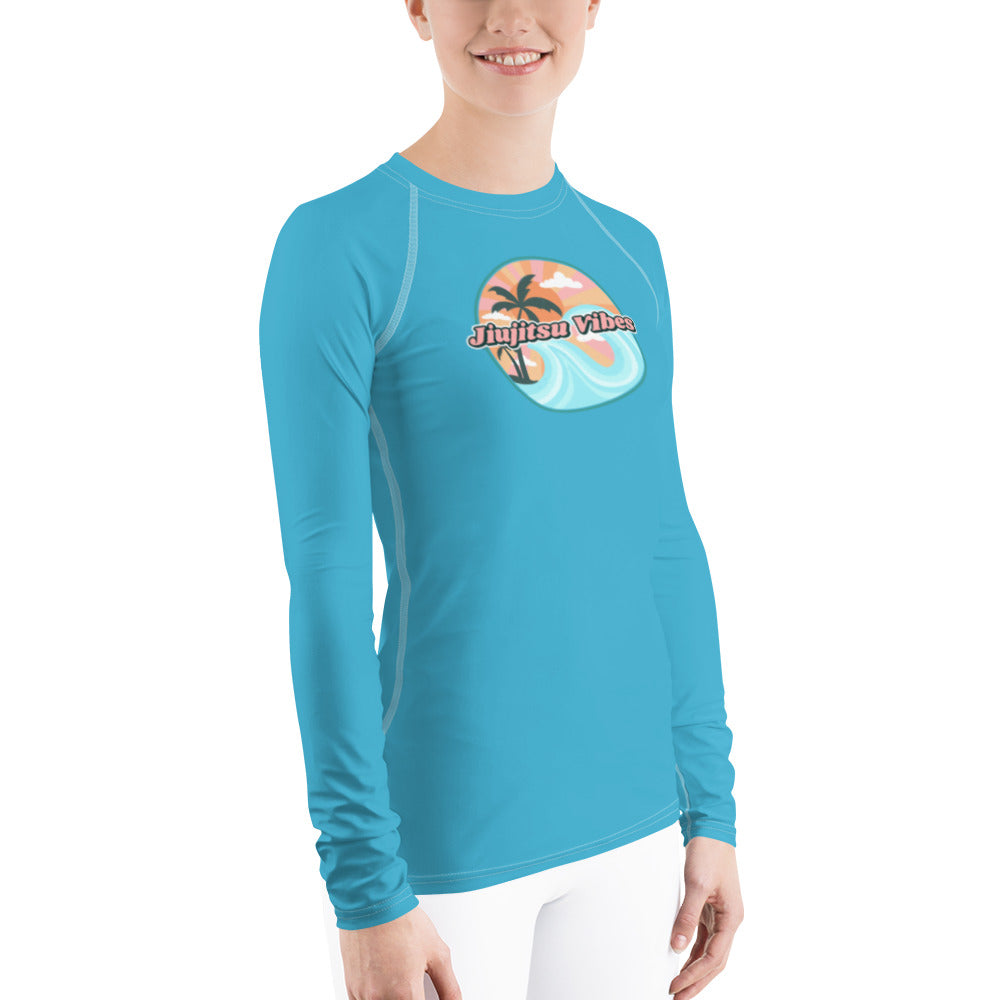 Women's Rash Guard- JiuJitsu Vibes Blue - The Women of Jiujitsu