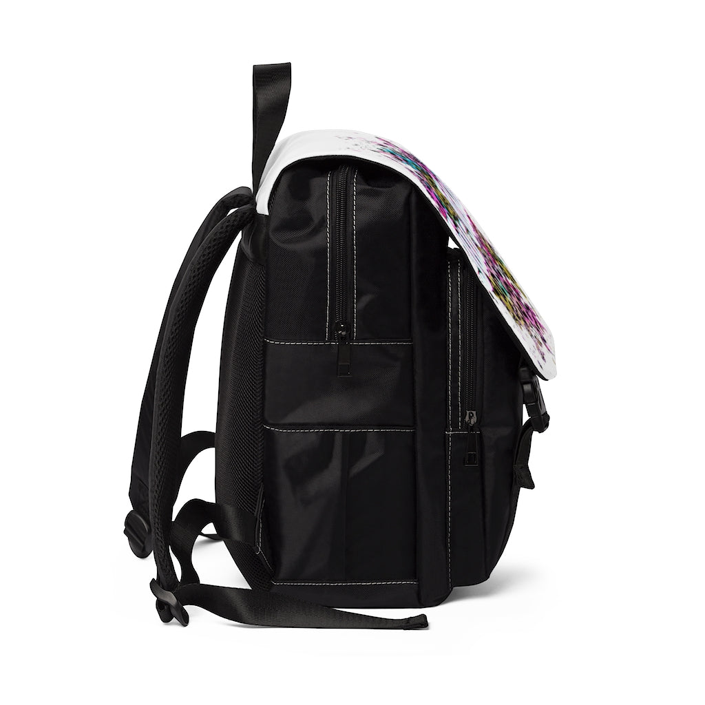 Unisex Casual Shoulder Backpack- JiuJitsu Love Neon Leopard Patch White - The Women of Jiujitsu