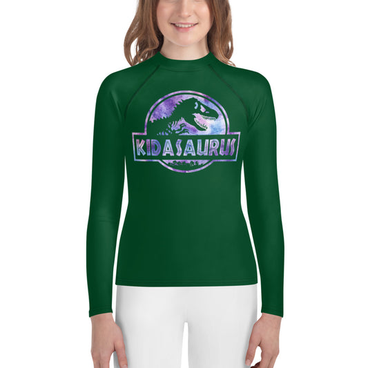 Youth Rash Guard sizes (8-14)- T-Rex Dinosaur Kidasaurus Rash gaurd - The Women of Jiujitsu