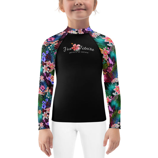 Kids Rash Guards Size 2T-7- Jiujitsu Topical Black - The Women of Jiujitsu