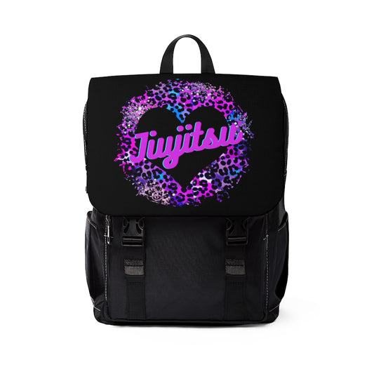 Unisex Casual Shoulder Backpack- JiuJitsu Love Neon Leopard Black - The Women of Jiujitsu