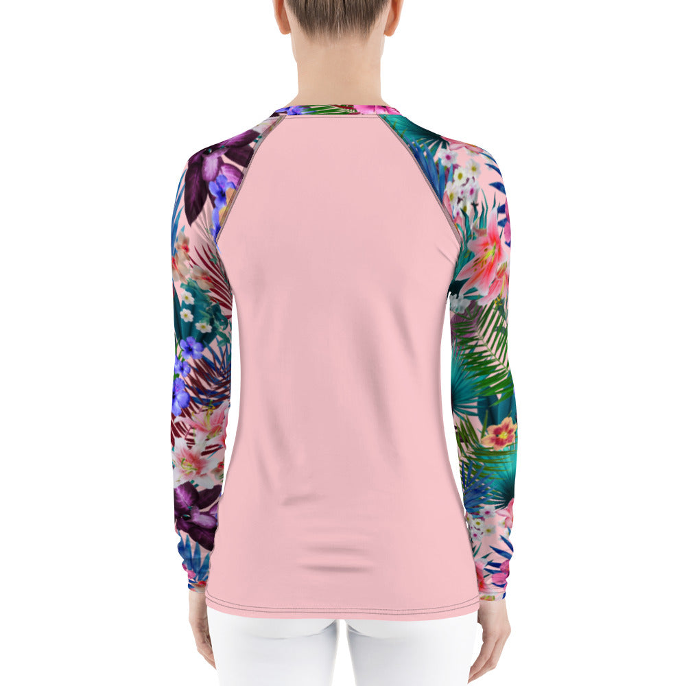 Women's Rash Guard- Jiujiteira Tropical Pink - The Women of Jiujitsu