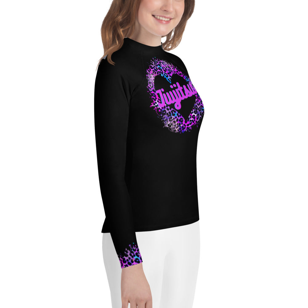 Youth Rash Guard sizes (8-14) - Jiujitsu Love NEON Leopard - The Women of Jiujitsu