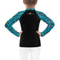Kids Rash Guards Size 2T-7- Jiujiteira Turquoise Leopard Print - The Women of Jiujitsu