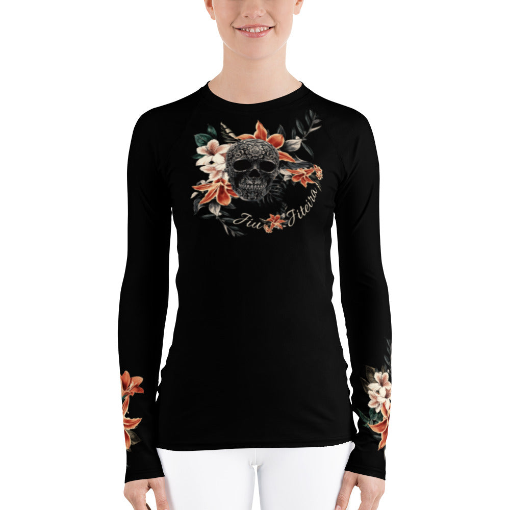 Women's Rash Guard- JiuJitsu Tropical Skull - The Women of Jiujitsu