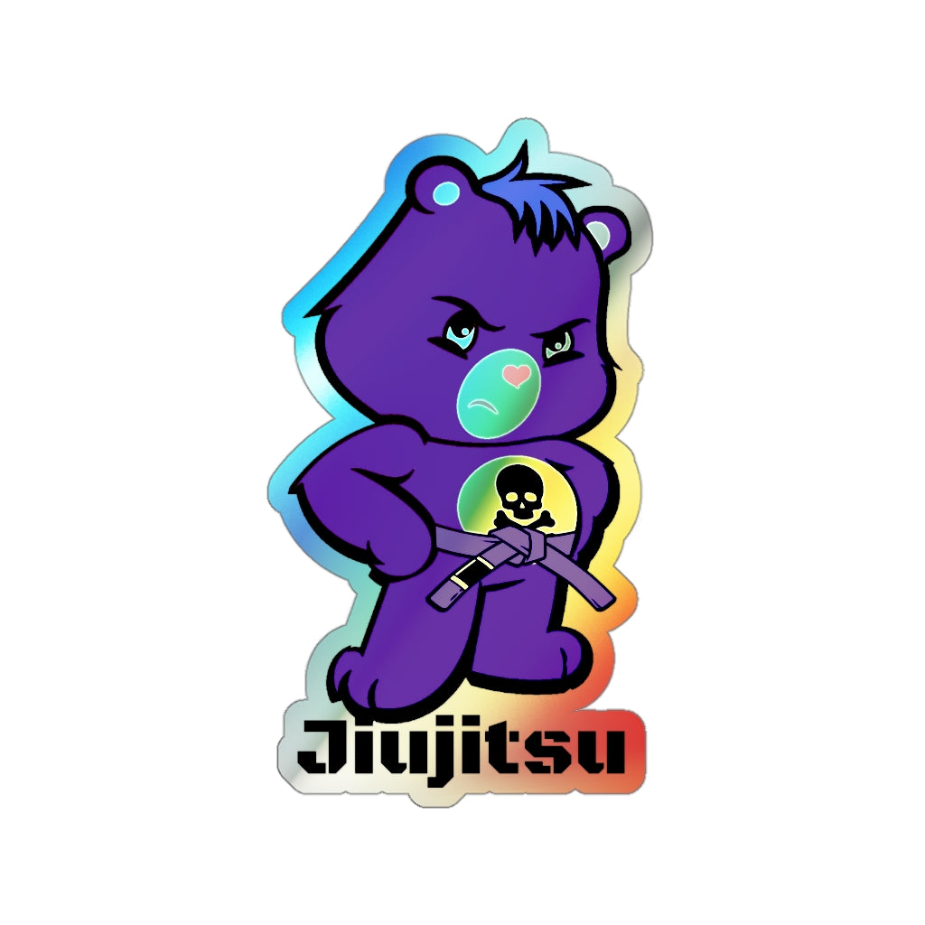 Holographic Die-cut Stickers- Brazilian Jiujitsu Purple Belt Bear sticker - The Women of Jiujitsu