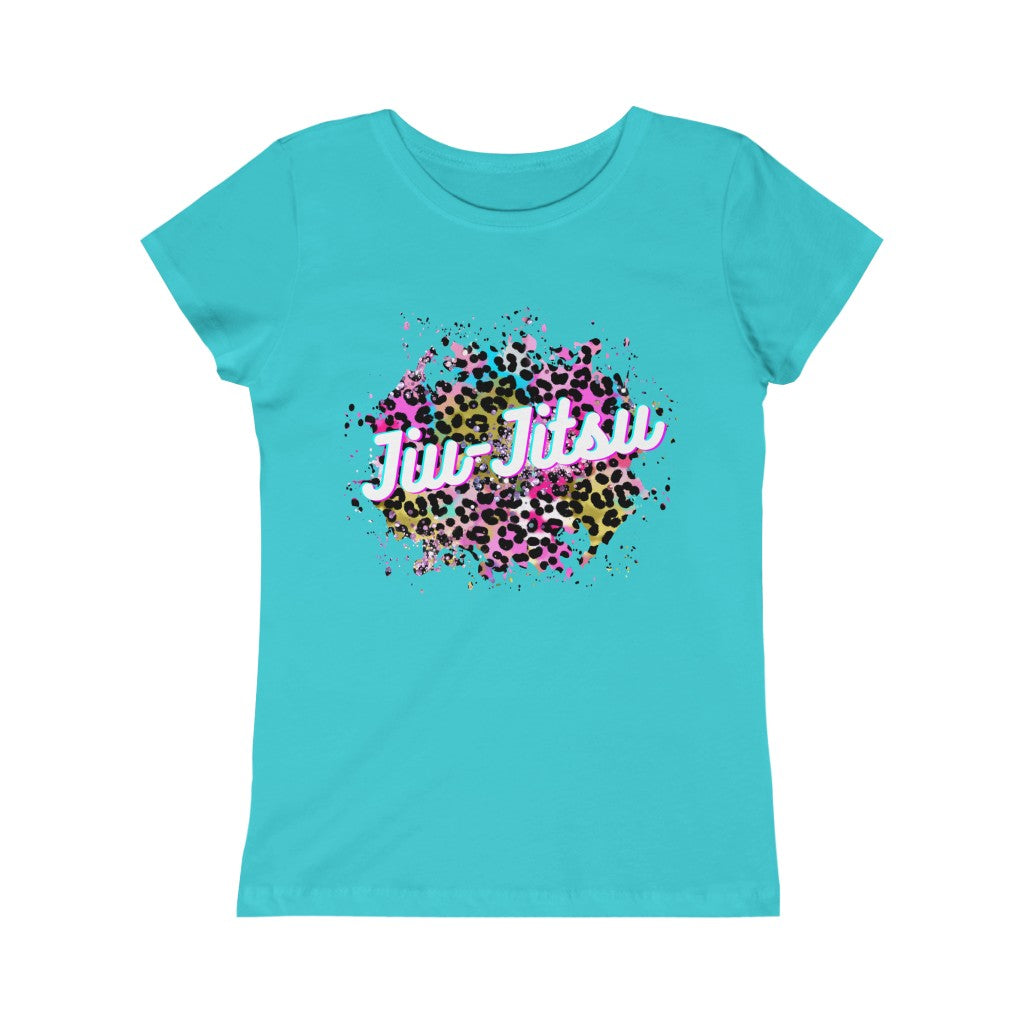 Girls Princess Tee- JiuJitsu Love Neon Leopard - The Women of Jiujitsu