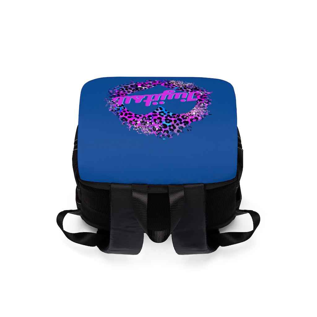 Unisex Casual Shoulder Backpack- JiuJitsu Love Neon Leopard Blue - The Women of Jiujitsu