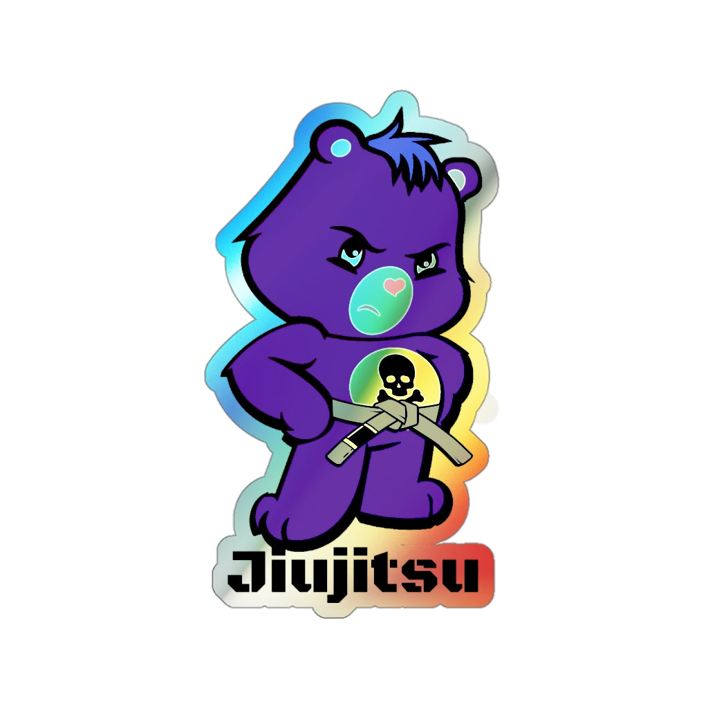 Holographic Die-cut Stickers- Brazilian Jiujitsu Grey Belt Bear sticker - The Women of Jiujitsu