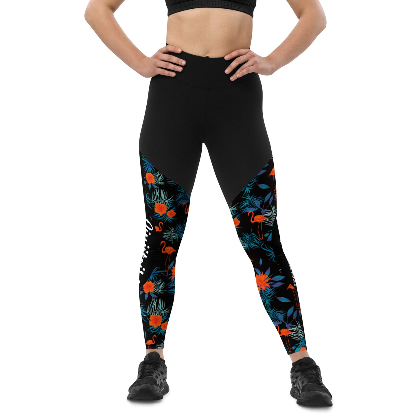 Sports Leggings- Jiujiteira Tropical Flamingo - The Women of Jiujitsu