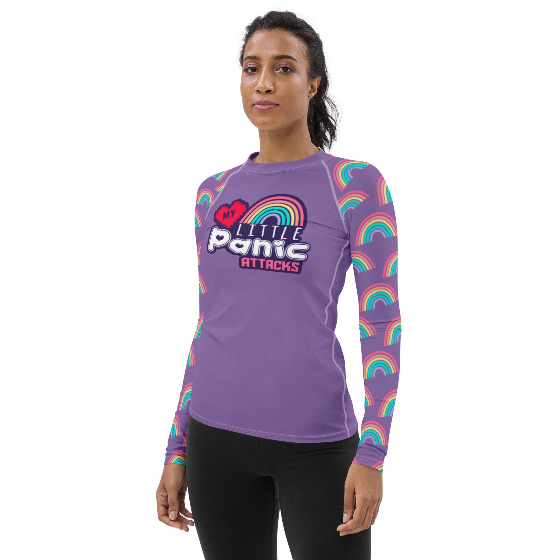 Women's Jiujitsu Rash guard White- My Little Panic Attacks Athletic Rash Guard - The Women of Jiujitsu