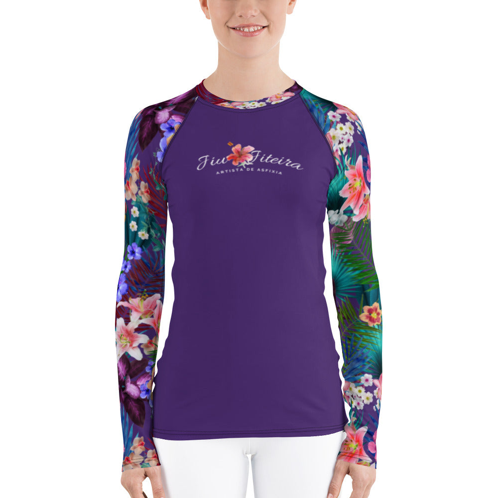 Women's Rash Guard- Rank JiuJitsu Tropical Purple - The Women of Jiujitsu