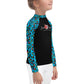 Kids Rash Guards Size 2T-7- Jiujiteira Turquoise Leopard Print - The Women of Jiujitsu