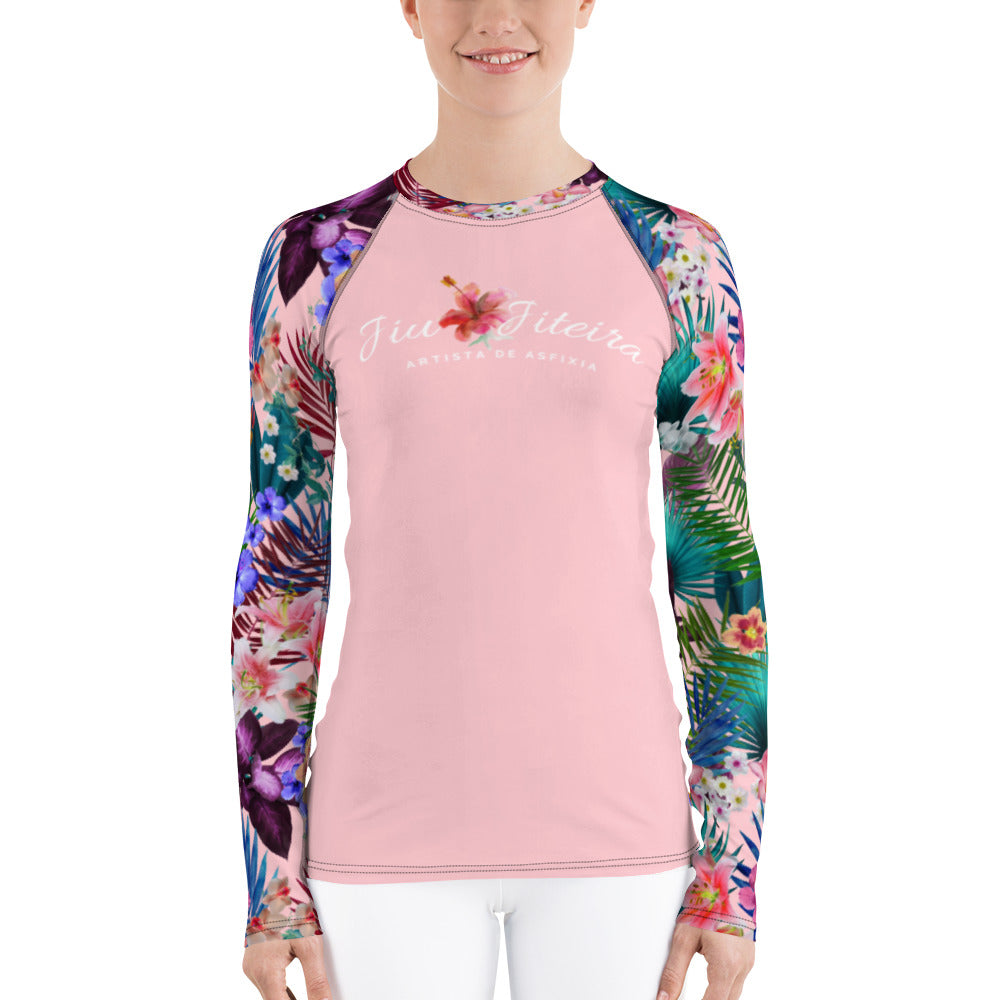 Women's Rash Guard- Jiujiteira Tropical Pink - The Women of Jiujitsu