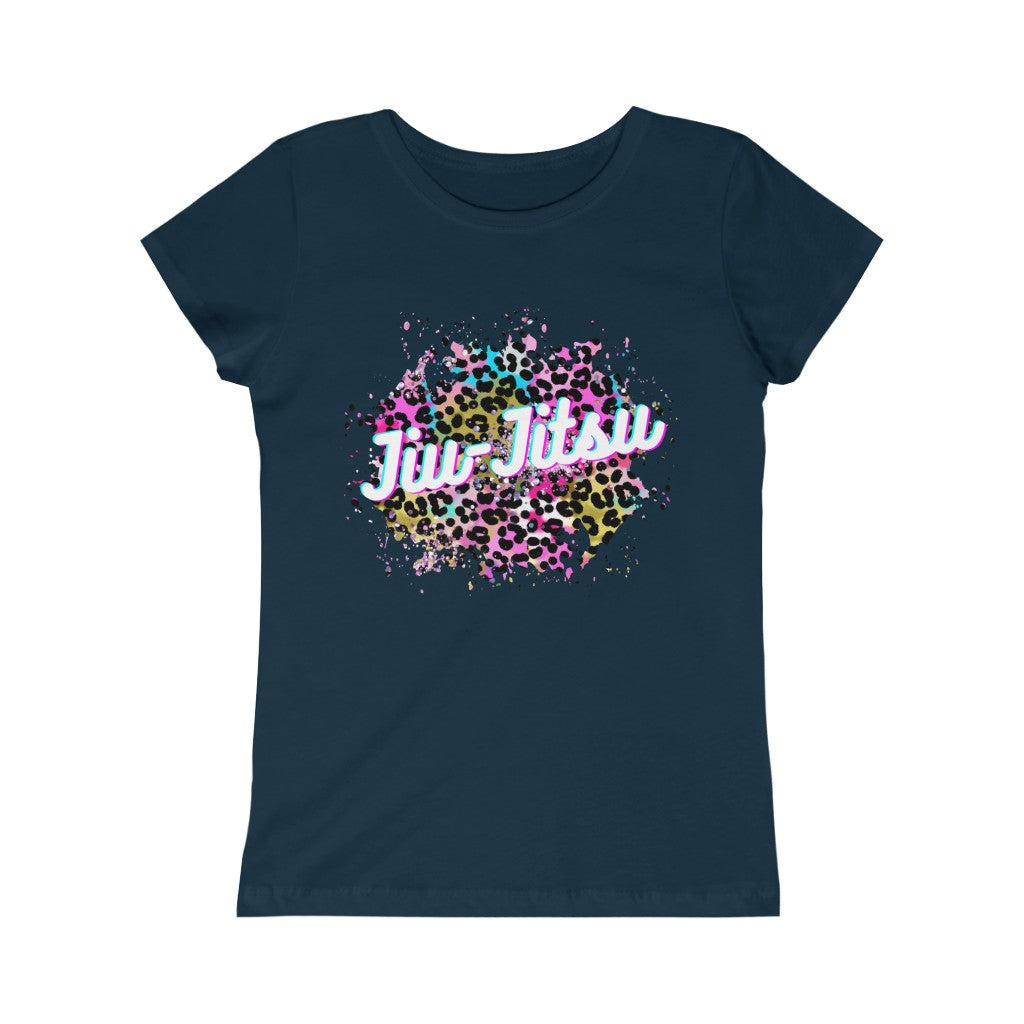 Girls Princess Tee- JiuJitsu Love Neon Leopard - The Women of Jiujitsu