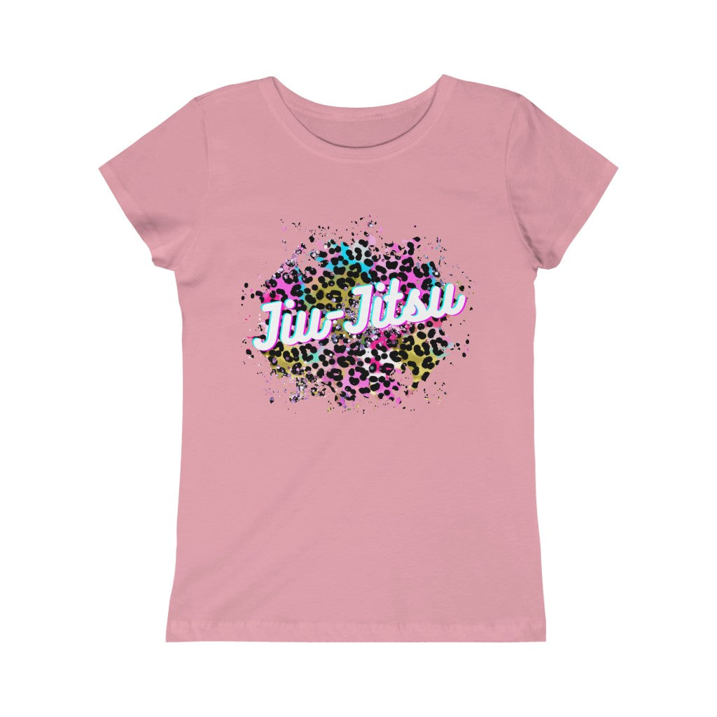 Girls Princess Tee- JiuJitsu Love Neon Leopard - The Women of Jiujitsu