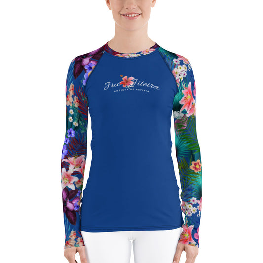 Women's Rash Guard- Rank JiuJitsu Tropical Blue - The Women of Jiujitsu