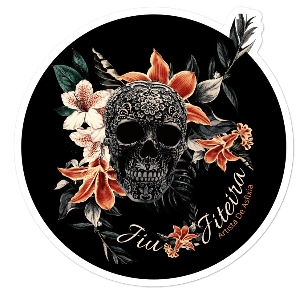 Bubble-free stickers- Jiu-Jiteira Logo Tropical Skull - The Women of Jiujitsu