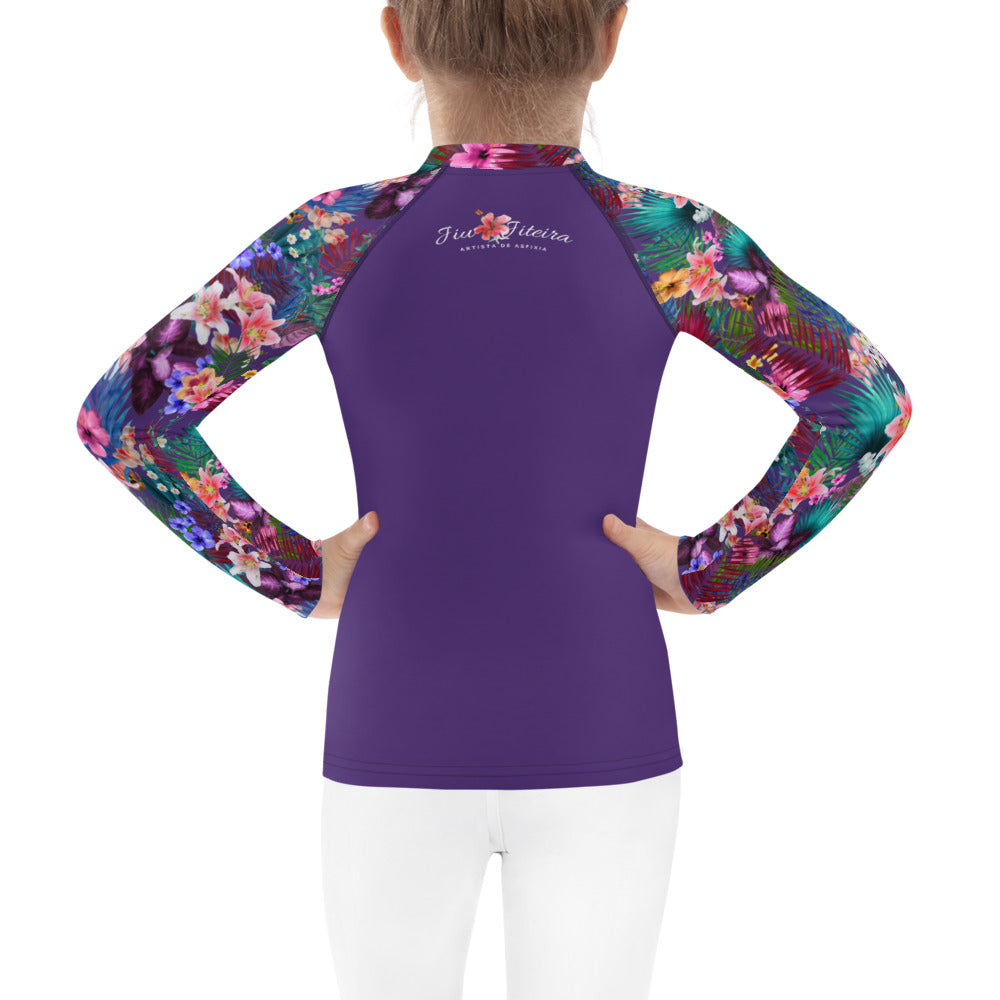 Kids BJJ Rash Guard - Jiujitsu Topical Purple | Jiujiteira No-Gi Shirt for Girls (Sizes 2T–7)-rash guard-The Women of Jiujitsu