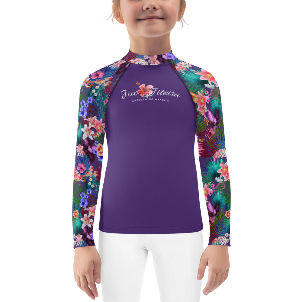 Kids BJJ Rash Guard - Jiujitsu Topical Purple | Jiujiteira No-Gi Shirt for Girls (Sizes 2T–7)-rash guard-The Women of Jiujitsu