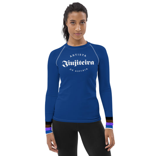 Bjj Rash Guard Mujeres Clasificado- Jiujiteira Artista De Asfixia Azul