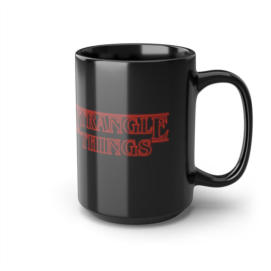 Caneca preta, presente de xícara de café Jiujitsu Strangle Things de 15 onças 