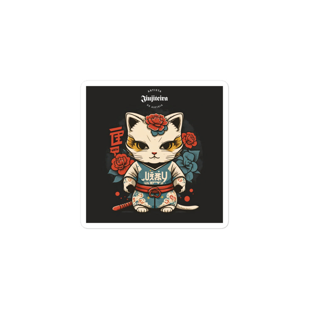 Pegatinas sin burbujas- Ninja Kitty Sam, La Mujer del Jiujitsu