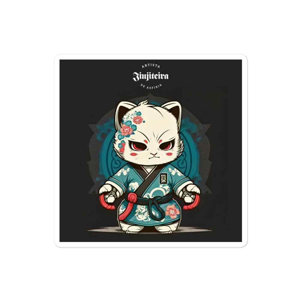 Bubble-free stickers-Ninja Kitty Autumn, The Woman of Jiujitsu