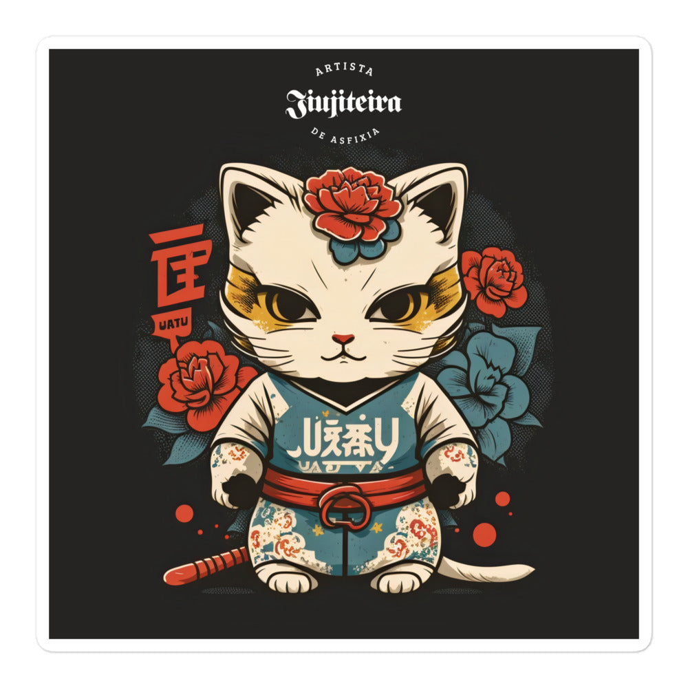 Adesivos sem bolhas - Ninja Kitty Sam, a mulher do Jiujitsu